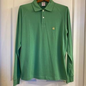 Brooks Brothers green, long sleeve polo shirt with gold fleece logo. Perfect!